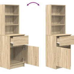 vidaXL Nachtkastje 39x35x125 cm bewerkt hout sonoma eikenkleurig