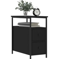 vidaXL Nachtkastje 30x60x60 cm bewerkt hout zwart