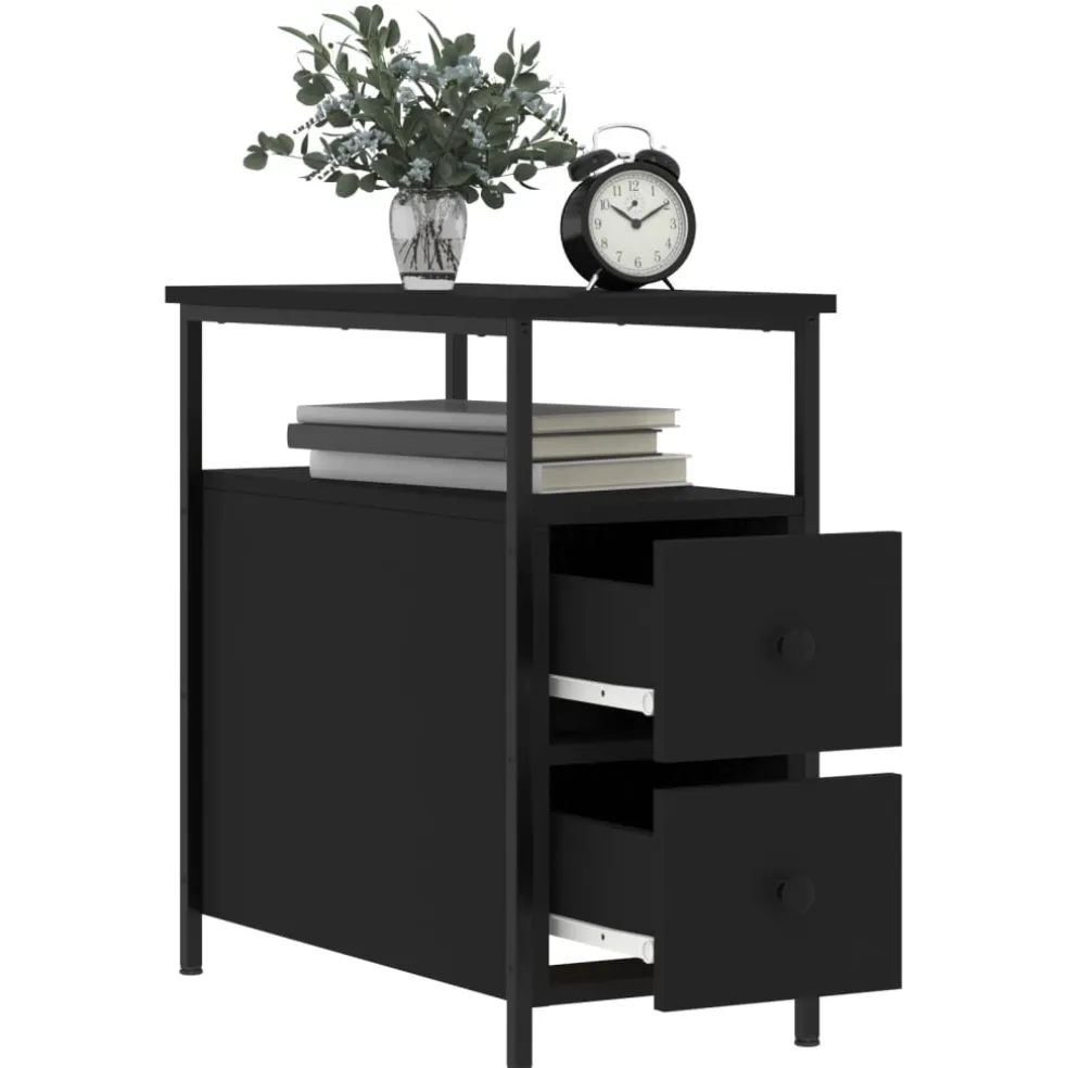 vidaXL Nachtkastje 30x60x60 cm bewerkt hout zwart