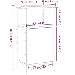 vidaXL Nachtkastje 41x31x80 cm bewerkt hout sonoma eikenkleurig