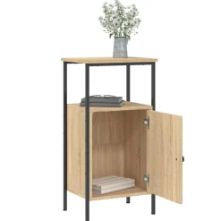 vidaXL Nachtkastje 41x31x80 cm bewerkt hout sonoma eikenkleurig