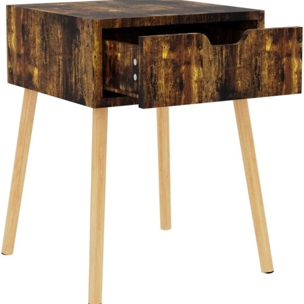 vidaXL Nachtkastje 40x40x56 cm bewerkt hout gerookt eikenkleurig