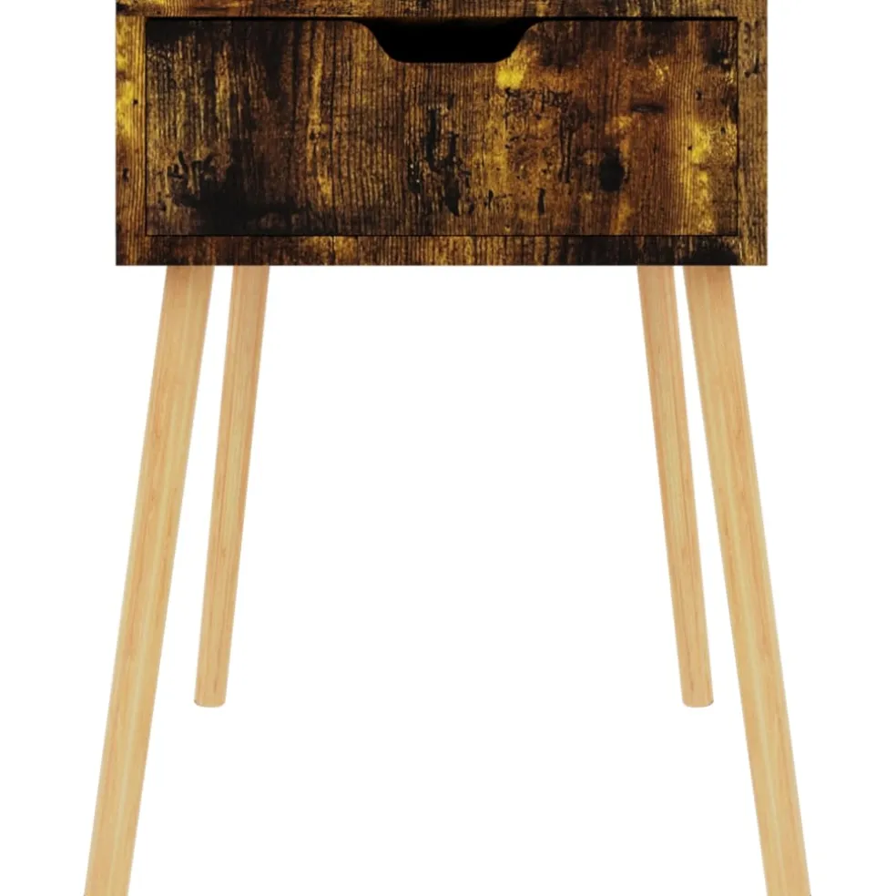 vidaXL Nachtkastje 40x40x56 cm bewerkt hout gerookt eikenkleurig