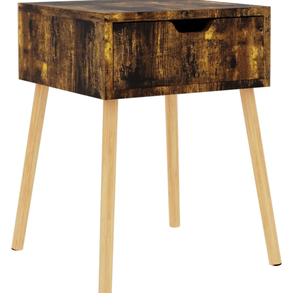 vidaXL Nachtkastje 40x40x56 cm bewerkt hout gerookt eikenkleurig