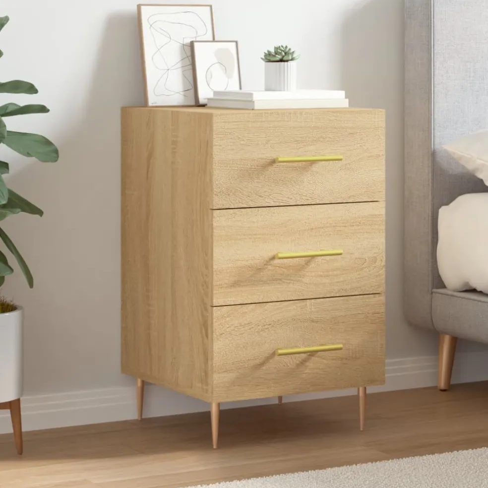 vidaXL Nachtkastje 40x40x66 cm bewerkt hout sonoma eikenkleurig