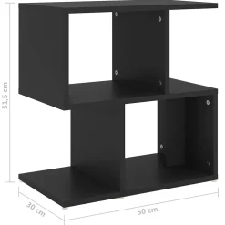 vidaXL Nachtkastje 50x30x51,5 cm bewerkt hout zwart