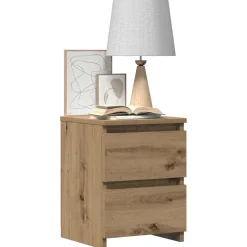 vidaXL Nachtkastje 30x30x40 cm bewerkt hout artisanaal eikenkleurig
