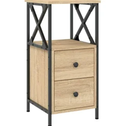 vidaXL Nachtkastje 34x35,5x70 cm bewerkt hout sonoma eikenkleurig
