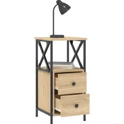 vidaXL Nachtkastje 34x35,5x70 cm bewerkt hout sonoma eikenkleurig