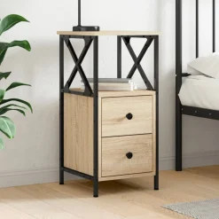 vidaXL Nachtkastje 34x35,5x70 cm bewerkt hout sonoma eikenkleurig