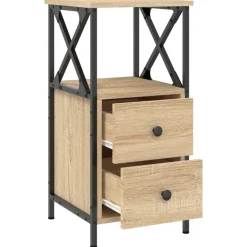 vidaXL Nachtkastje 34x35,5x70 cm bewerkt hout sonoma eikenkleurig