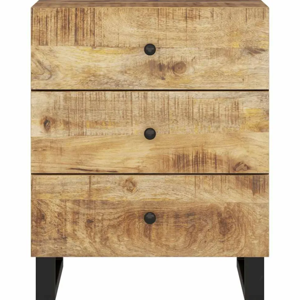 vidaXL Nachtkastje 50x33x62 cm massief mangohout en bewerkt hout