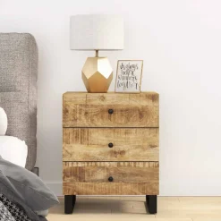 vidaXL Nachtkastje 50x33x62 cm massief mangohout en bewerkt hout