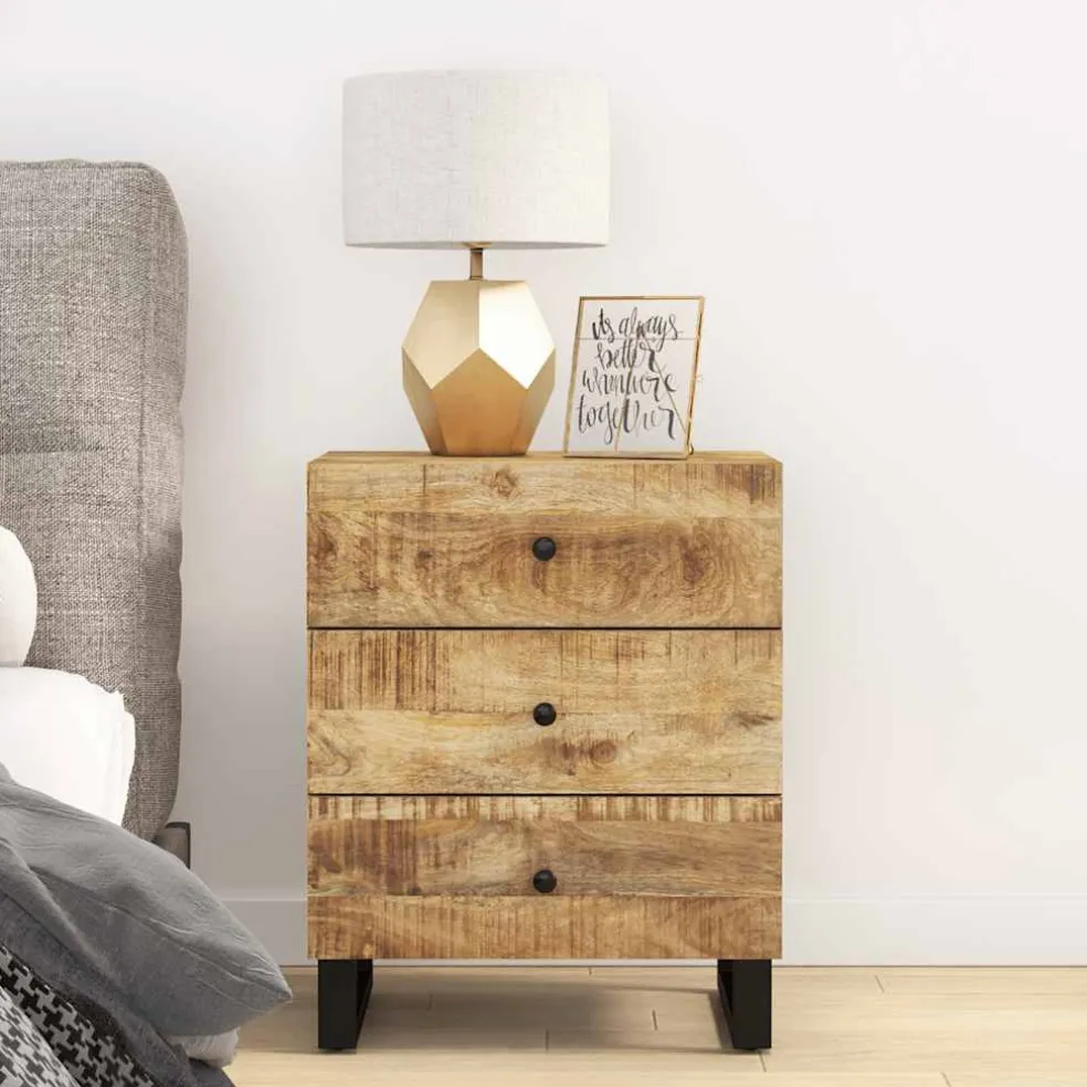 vidaXL Nachtkastje 50x33x62 cm massief mangohout en bewerkt hout