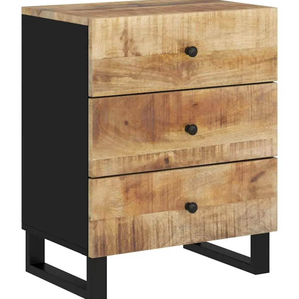 vidaXL Nachtkastje 50x33x62 cm massief mangohout en bewerkt hout