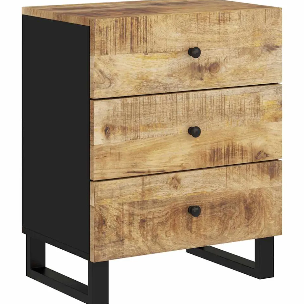 vidaXL Nachtkastje 50x33x62 cm massief mangohout en bewerkt hout