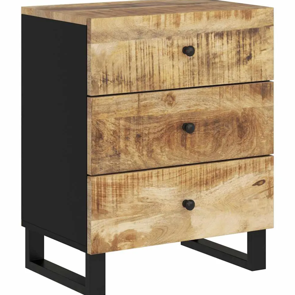vidaXL Nachtkastje 50x33x62 cm massief mangohout en bewerkt hout