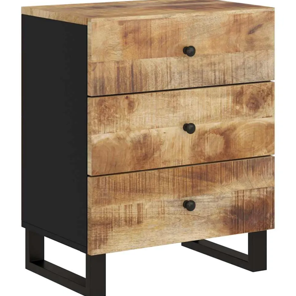 vidaXL Nachtkastje 50x33x62 cm massief mangohout en bewerkt hout