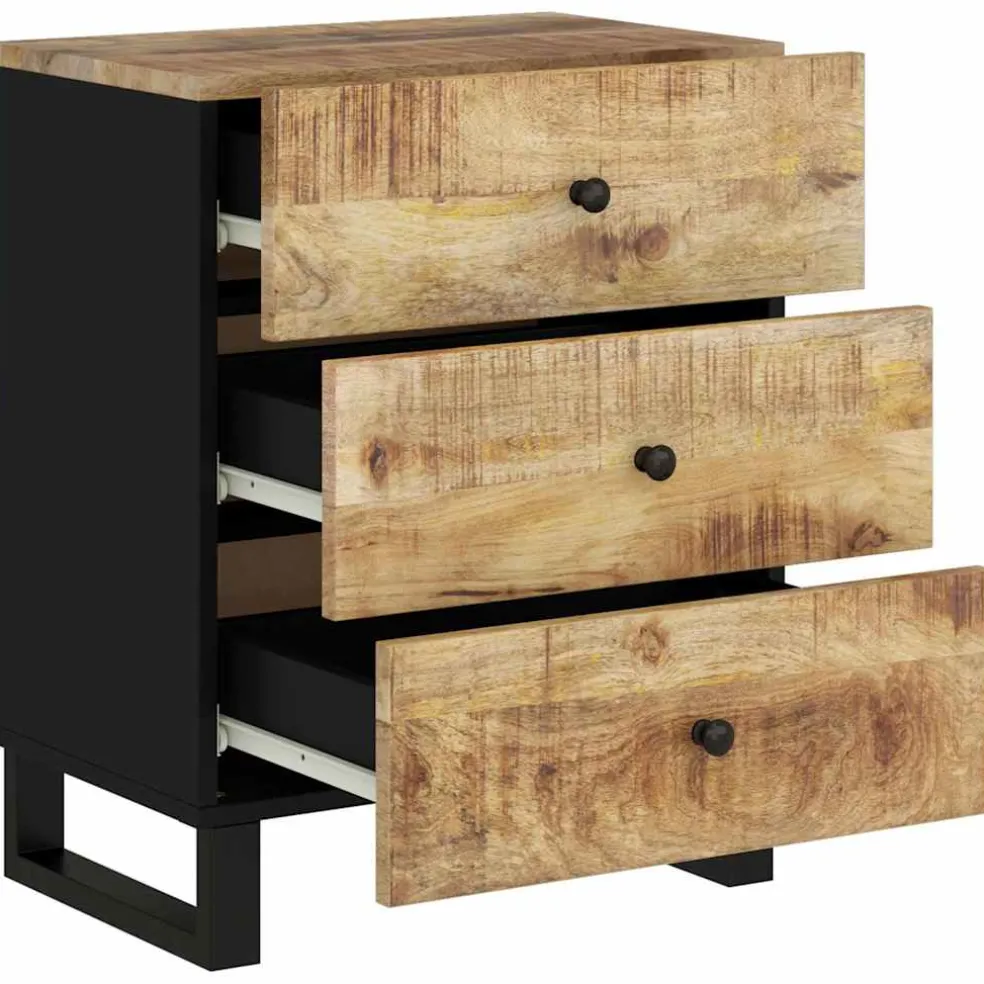vidaXL Nachtkastje 50x33x62 cm massief mangohout en bewerkt hout