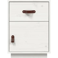 vidaXL Nachtkastje 40x34x55 cm massief grenenhout wit