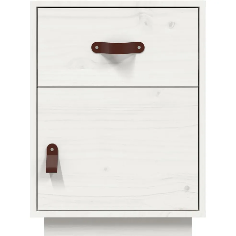 vidaXL Nachtkastje 40x34x55 cm massief grenenhout wit