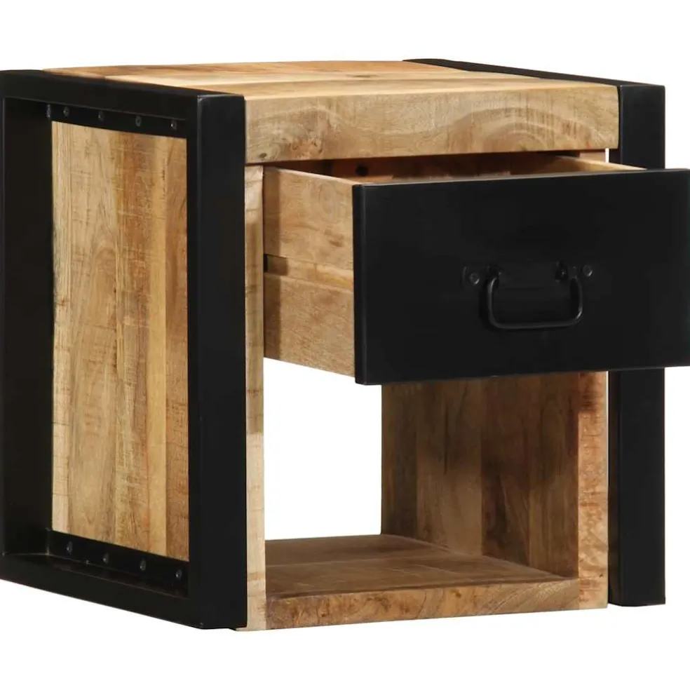 vidaXL Nachtkastje 40x35x40 cm massief ruw mangohout