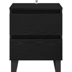 vidaXL Nachtkastje Zwart Eiken 40 x 35 x 50 cm Bewerkt hout