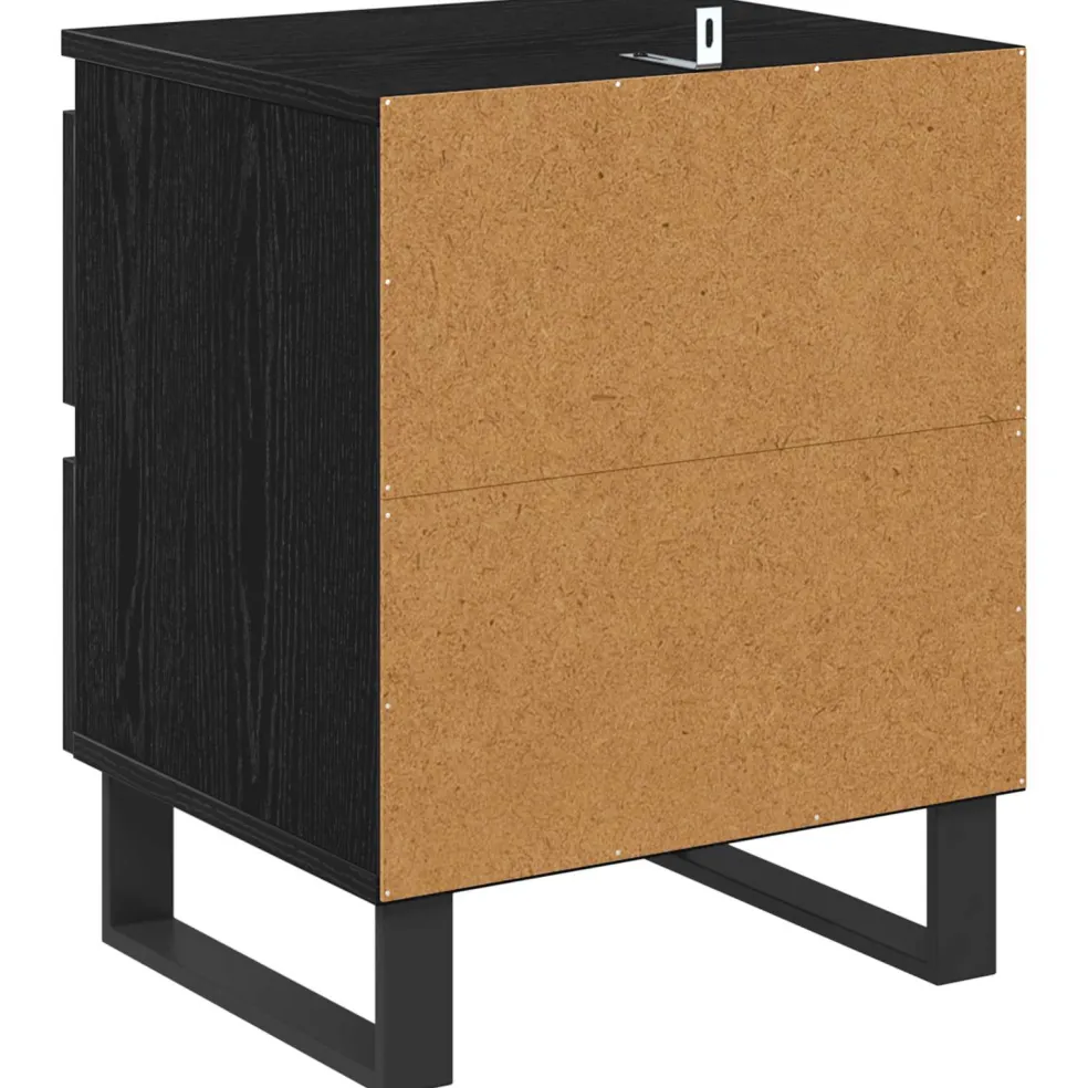 vidaXL Nachtkastje Zwart Eiken 40 x 35 x 50 cm Bewerkt hout