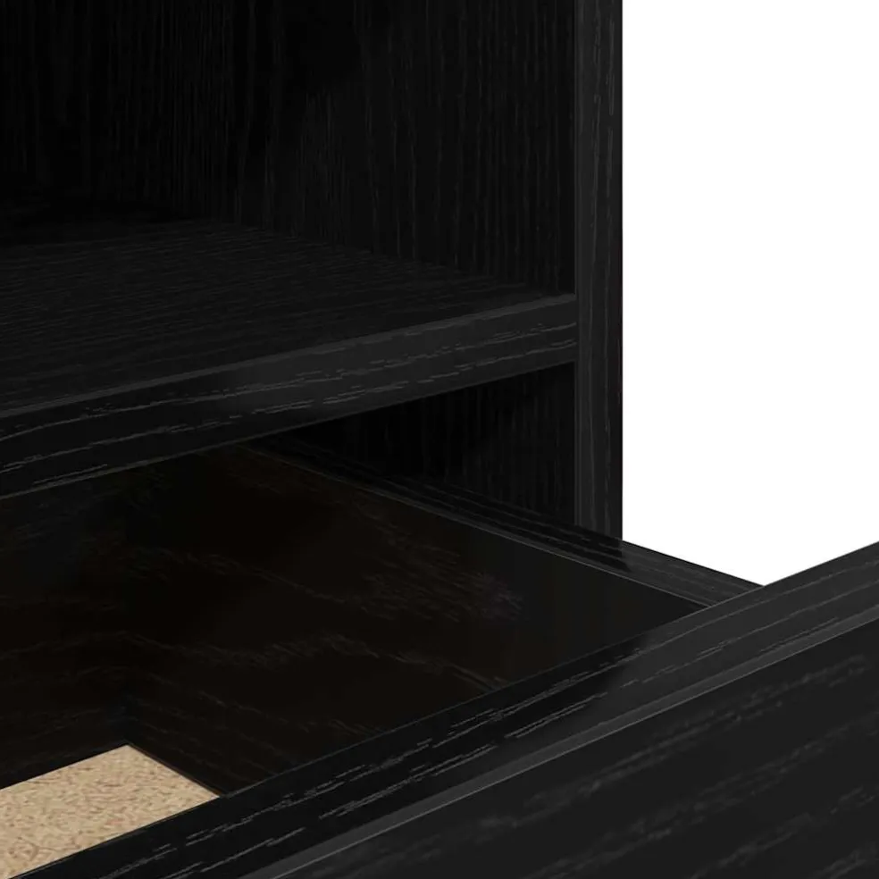 vidaXL Nachtkastje Zwart Eiken 40 x 35 x 70 cm Bewerkt hout