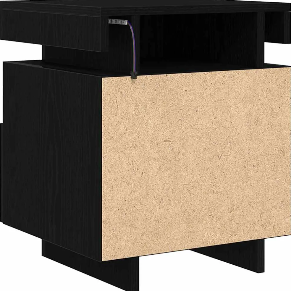 vidaXL Nachtkastje Zwart Eiken 40 x 35 x 70 cm Bewerkt hout