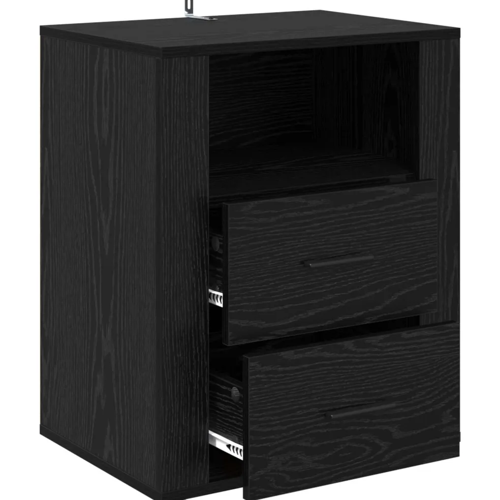 vidaXL Nachtkastje Zwart Eiken 35 x 50 x 60 cm Bewerkt hout