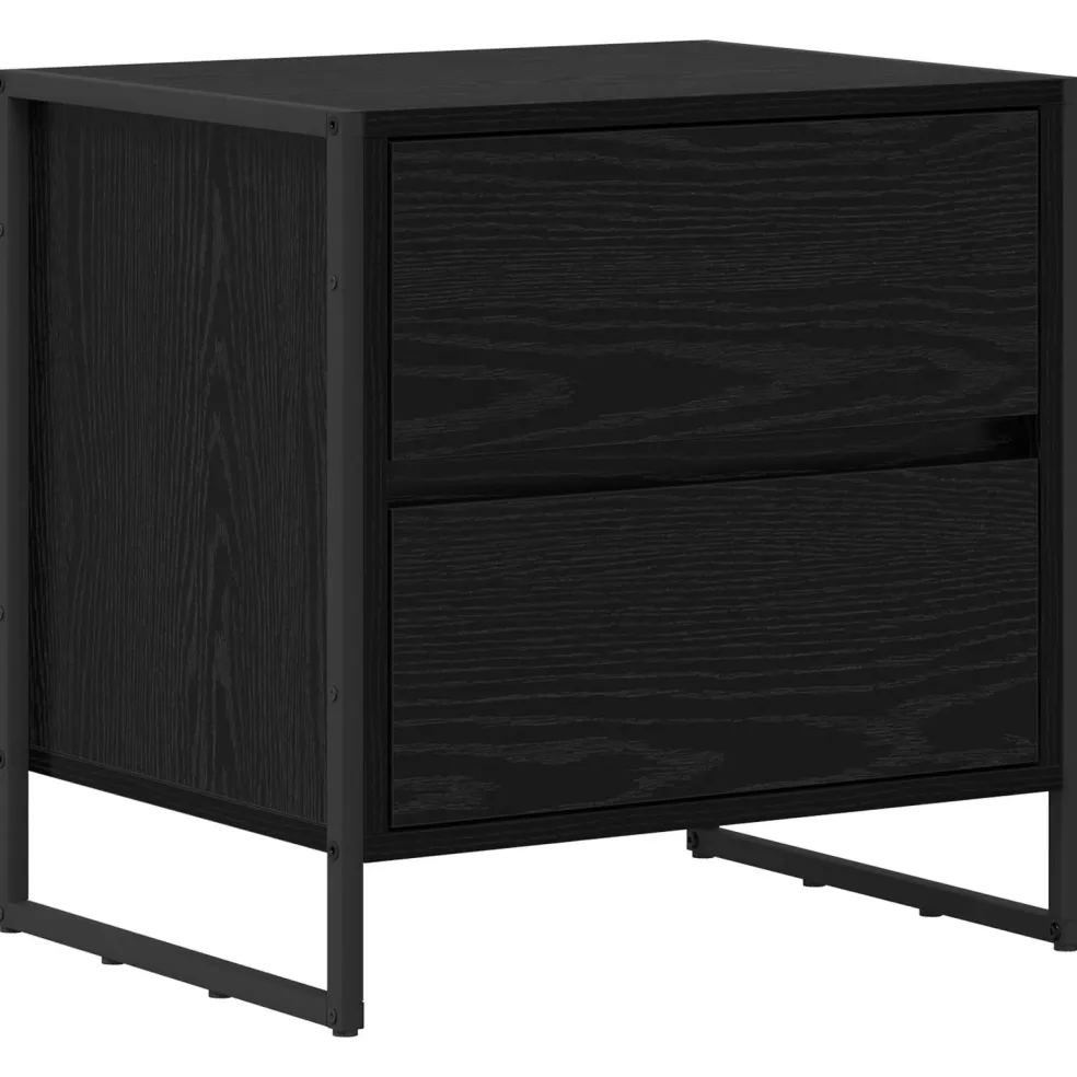 vidaXL Nachtkastje Zwart Eiken 50 x 39,5 x 50 cm Bewerkt hout