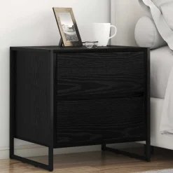 vidaXL Nachtkastje Zwart Eiken 50 x 39,5 x 50 cm Bewerkt hout