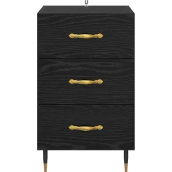 vidaXL Nachtkastje Zwart Eiken 40 x 40 x 66 cm Bewerkt hout