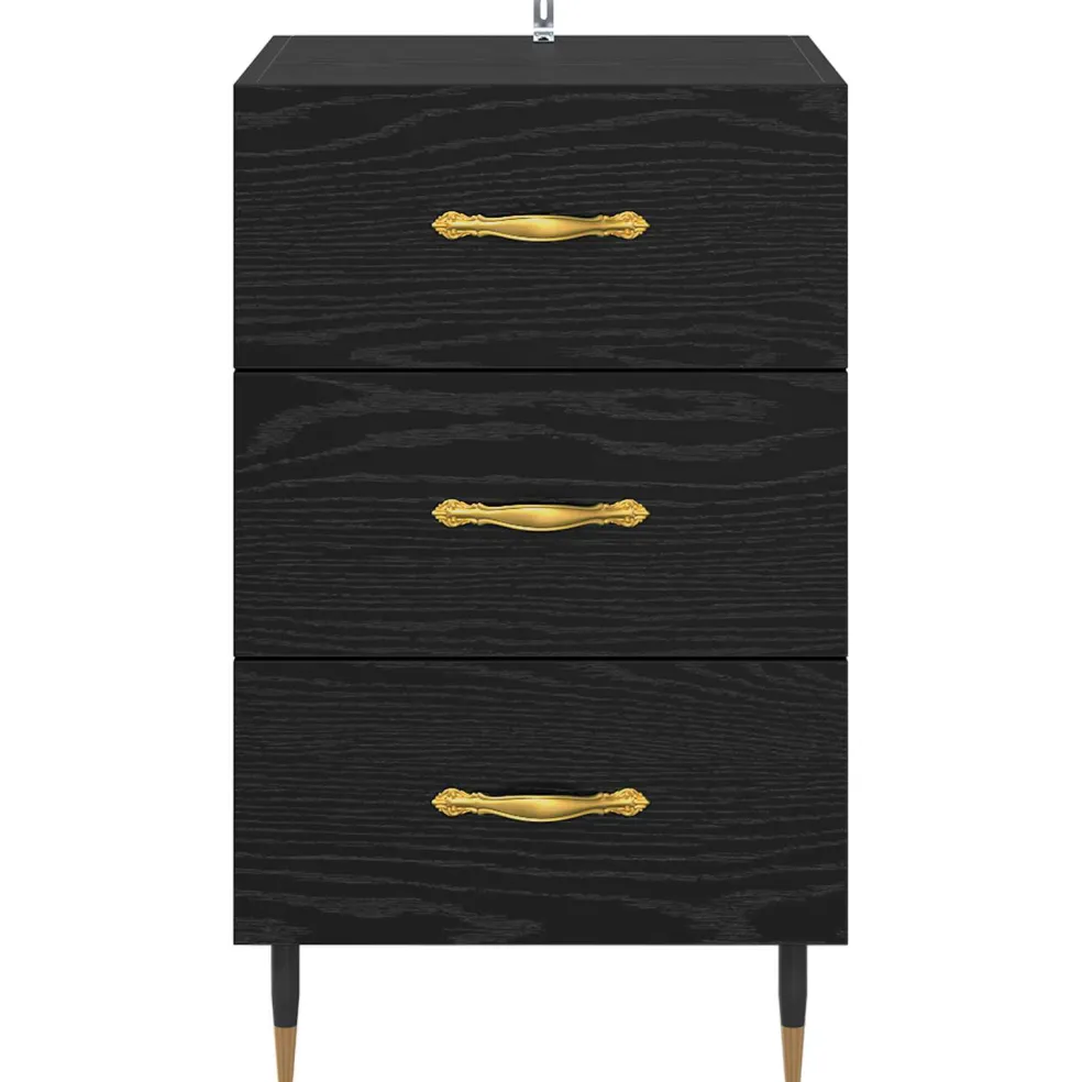 vidaXL Nachtkastje Zwart Eiken 40 x 40 x 66 cm Bewerkt hout