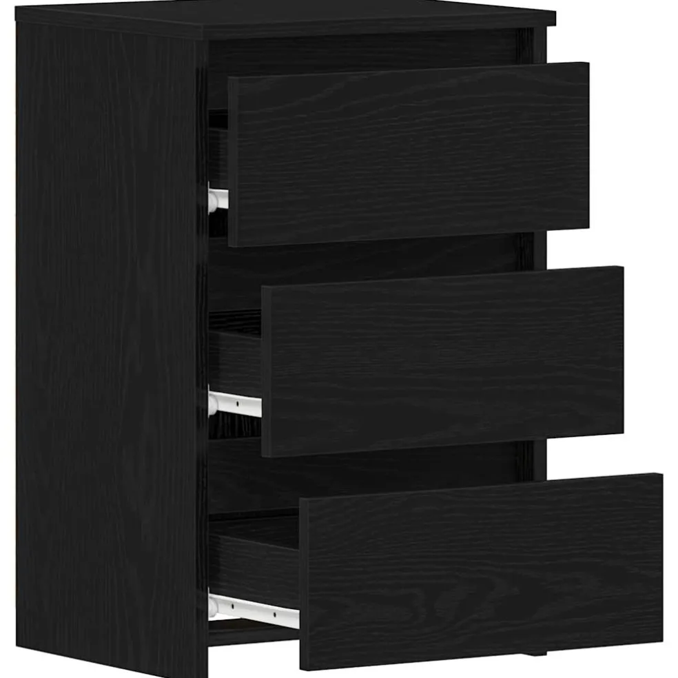vidaXL Nachtkastje Zwart Eiken 40 x 35 x 62,5 cm Bewerkt hout