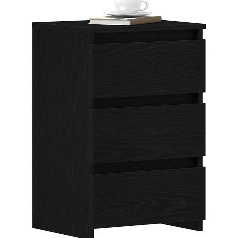 vidaXL Nachtkastje Zwart Eiken 40 x 35 x 62,5 cm Bewerkt hout