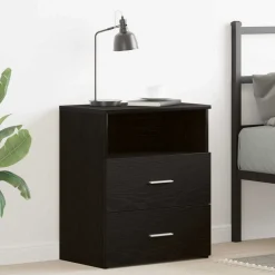 vidaXL Nachtkastje Zwart Eiken 50 x 32 x 60cm Bewerkt hout