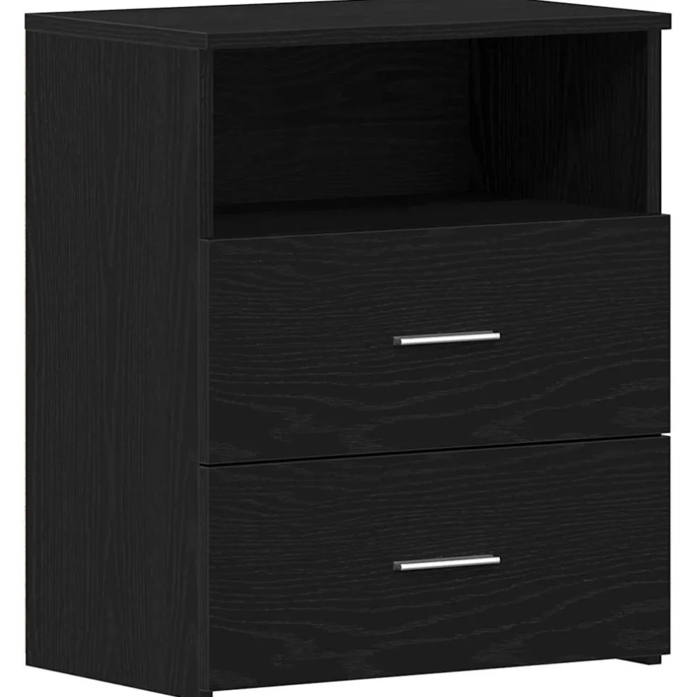 vidaXL Nachtkastje Zwart Eiken 50 x 32 x 60cm Bewerkt hout