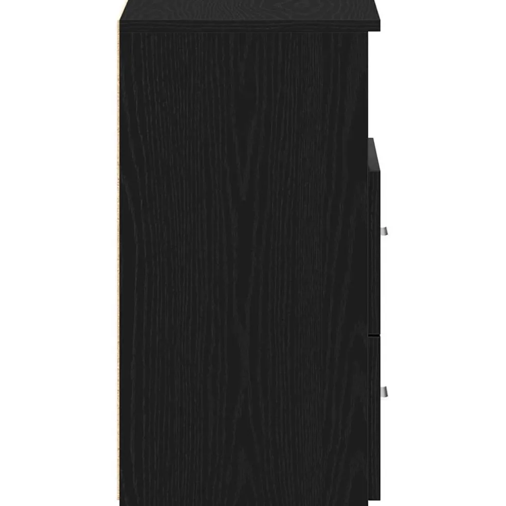 vidaXL Nachtkastje Zwart Eiken 50 x 32 x 60cm Bewerkt hout