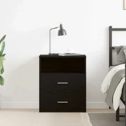 vidaXL Nachtkastje Zwart Eiken 50 x 32 x 60cm Bewerkt hout