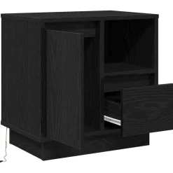 vidaXL Nachtkastje Zwart Eiken 50 x 34,5 x 50 cm. Bewerkt hout