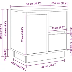vidaXL Nachtkastje Zwart Eiken 50 x 34,5 x 50 cm. Bewerkt hout