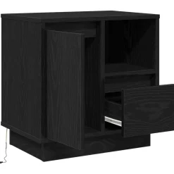 vidaXL Nachtkastje Zwart Eiken 50 x 34,5 x 50 cm. Bewerkt hout