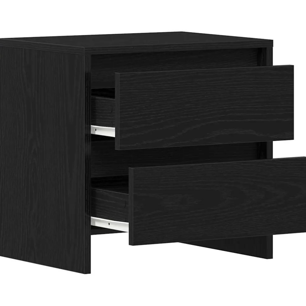 vidaXL Nachtkastje Zwart Eiken 45 x 34 x 44,5 cm Bewerkt hout