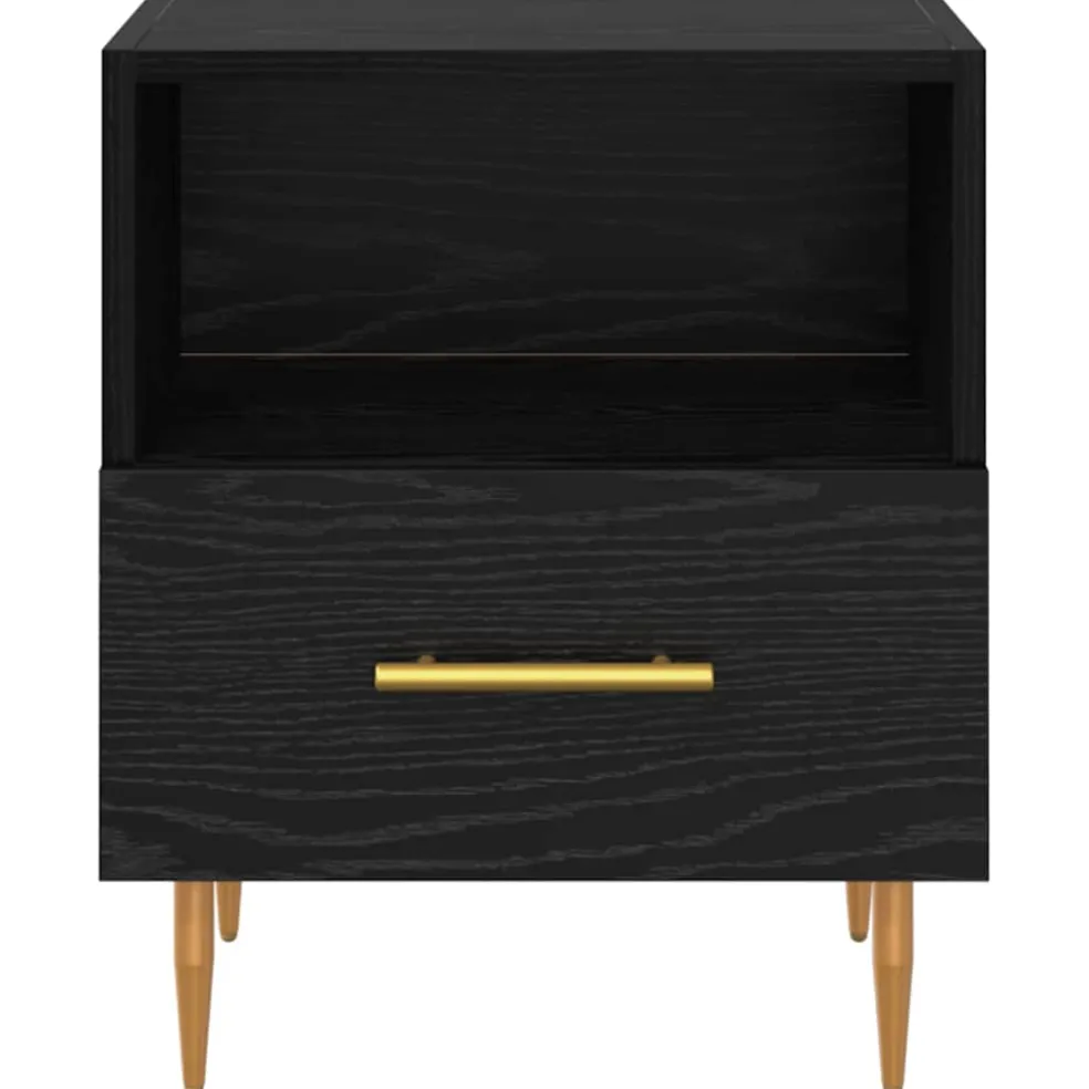 vidaXL Nachtkastje Zwart 40 x 35 x 47,5 cm Bewerkt hout
