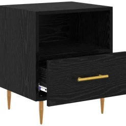 vidaXL Nachtkastje Zwart 40 x 35 x 47,5 cm Bewerkt hout