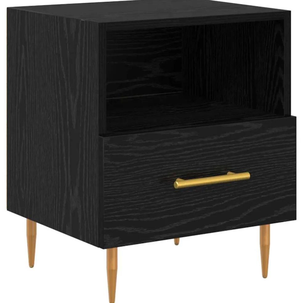 vidaXL Nachtkastje Zwart 40 x 35 x 47,5 cm Bewerkt hout
