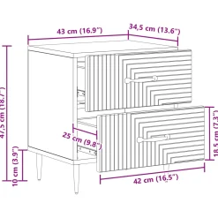 vidaXL Nachtkastje Zwart 43 x 34,5 x 47,5 cm Bewerkt hout