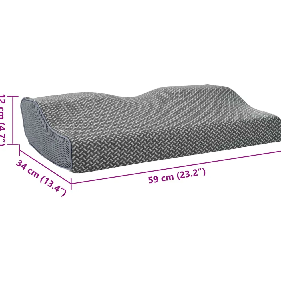 vidaXL Nek kussen Grijs Traagschuim 59 x 34 x 12 cm